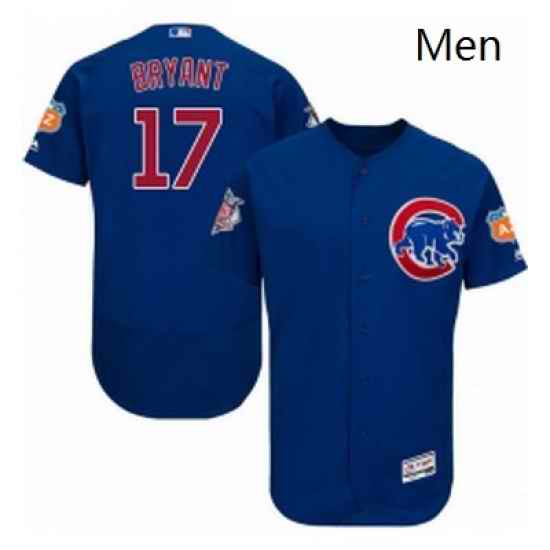 Mens Majestic Chicago Cubs 17 Kris Bryant Royal Blue Alternate Flex Base Authentic Collection MLB Jersey